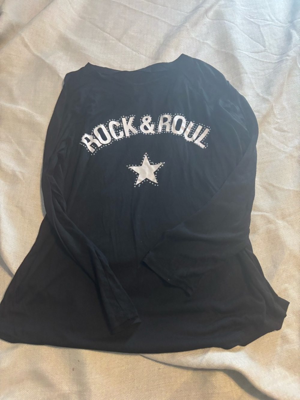 Rock & Roll Star Black Graphic Long Sleeve Tee